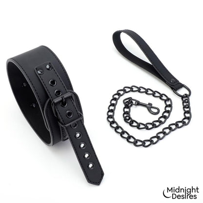 MIDNIGHT DESIRES - RESTRAINT SET WITH COLLAR WITH LEASH AND CUFFS