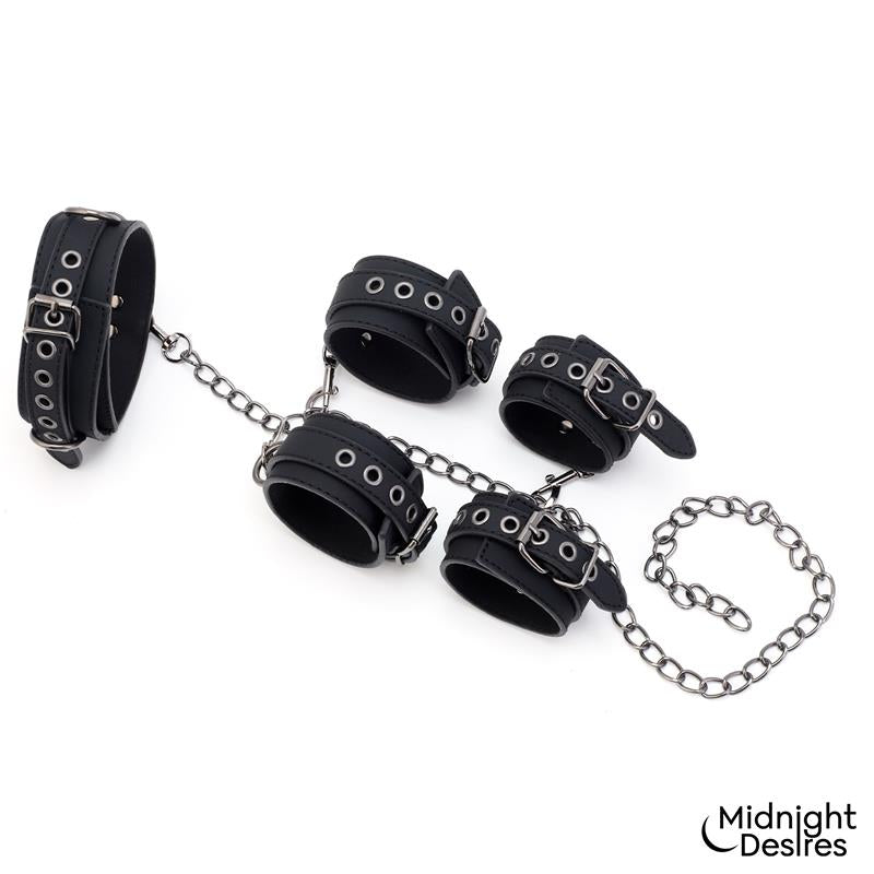 MIDNIGHT DESIRES - RESTRICTION SET WITH COLLAR AND CUFFS