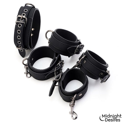 MIDNIGHT DESIRES - RESTRICTION SET WITH COLLAR AND CUFFS