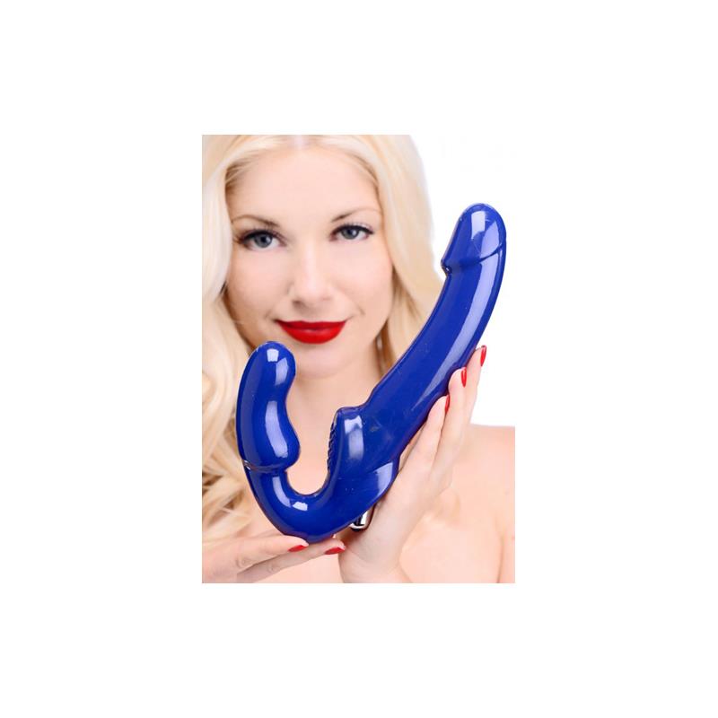 STRAP U - REVOLVER II VIBRATING STRAPLESS STRAP ON DILDO BLUE