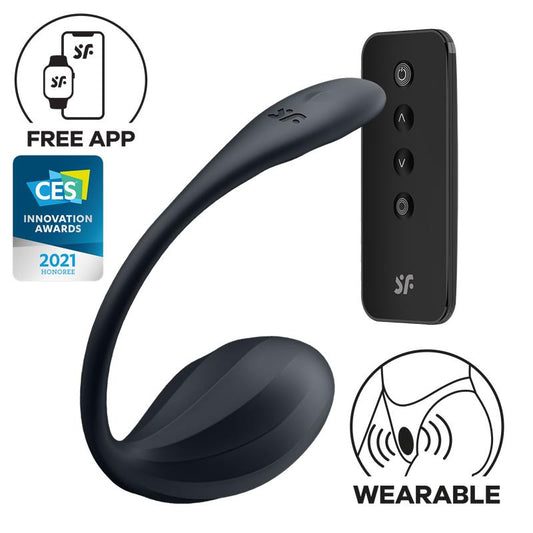 SATISFYER - RIBBED PETAL G POINT STIMULATOR REMOTE CONTROL BLACK FREE APP