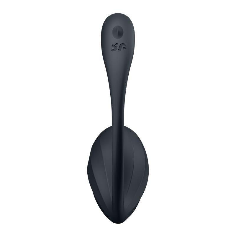 SATISFYER - RIBBED PETAL PANTY VIBRATOR APP BLACK