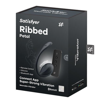 SATISFYER - RIBBED PETAL PANTY VIBRATOR APP BLACK