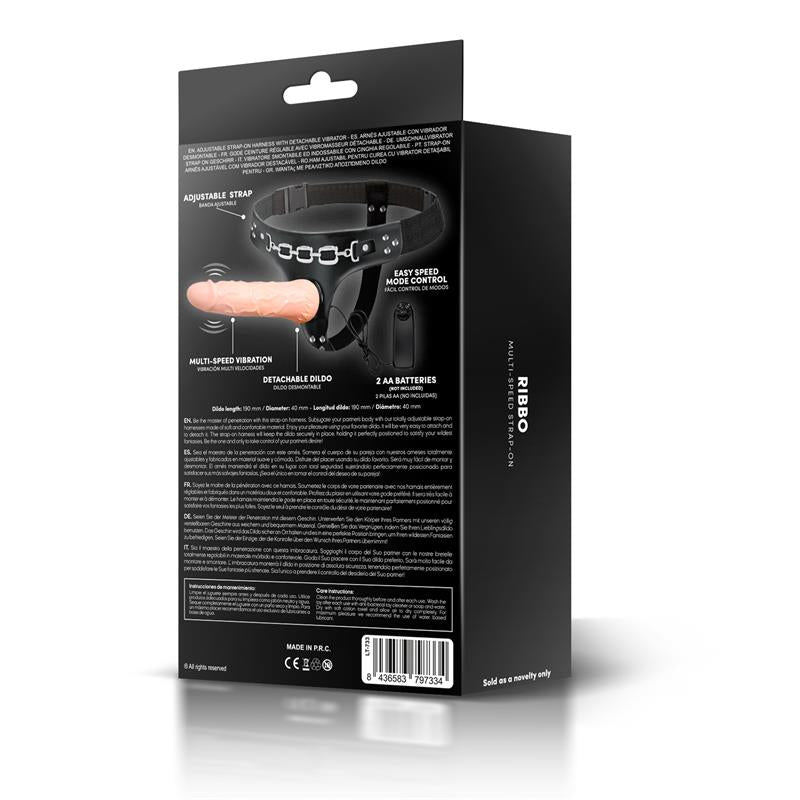 HARNESS COLLECTION LATETOBED - RIBBO MULTI-SPEED STRAP-ON HARNESS WITH REMOTE CONTROL