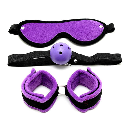 BONDAGE PLAY - 3 PIECES BONDAGE SET PURPLE