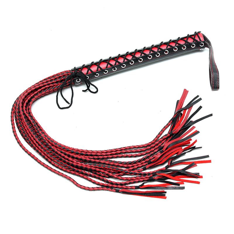 JEUX DE BONDAGE - FOUET EN CUIR 90 CM