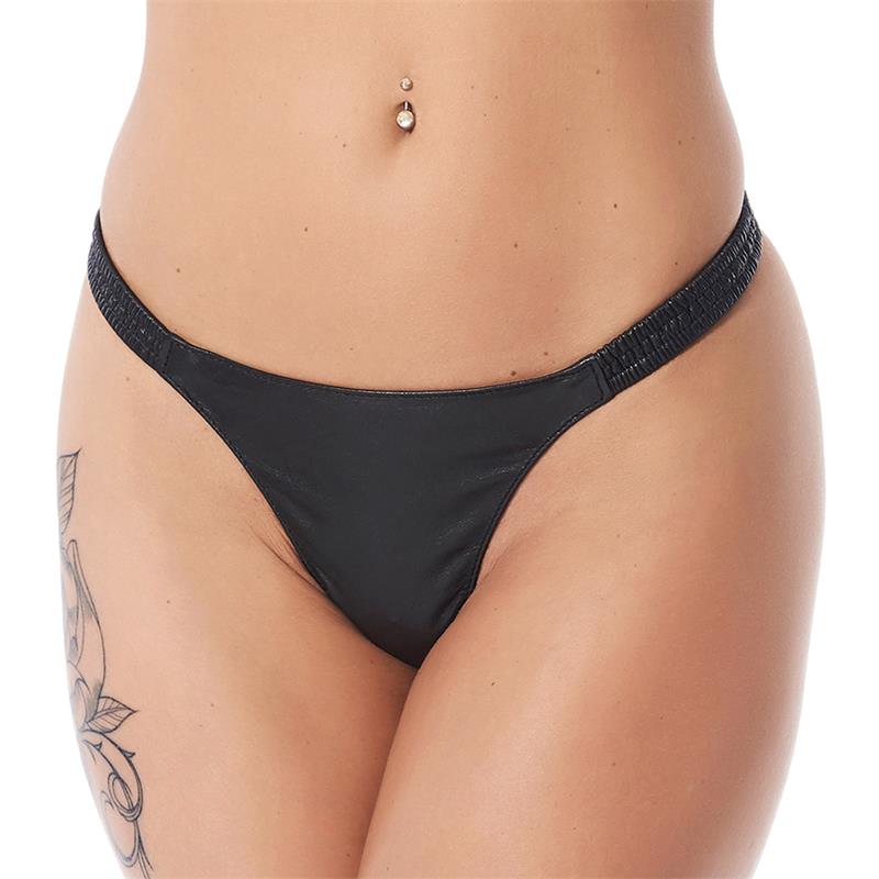 BONDAGE PLAY - G-STRING LEATHER ELASTIC