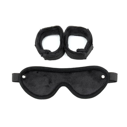 BONDAGE PLAY - HAND CUFFS WITH MASK ADJUSTABLE BLACK