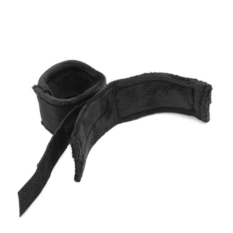 BONDAGE PLAY - HAND CUFFS WITH MASK ADJUSTABLE BLACK