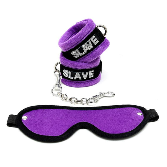 BONDAGE PLAY - HANDCUFFS AND EYEMASK PURPLE