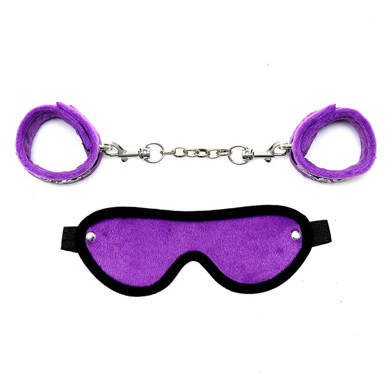 BONDAGE PLAY - HANDCUFFS AND EYEMASK PURPLE