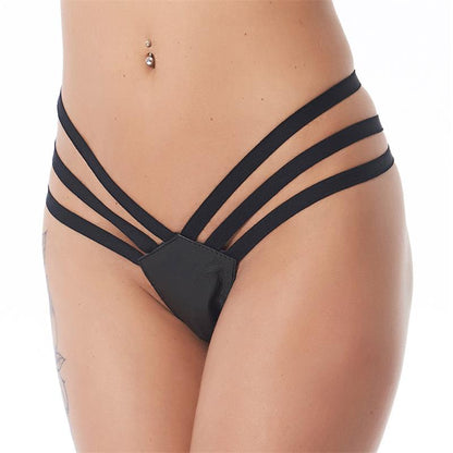 BONDAGE PLAY - LEATHER G-STRING BLACK ONE SIZE