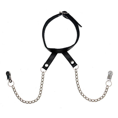 BONDAGE PLAY - NIPPLE CLAMPS WITH COLLAR