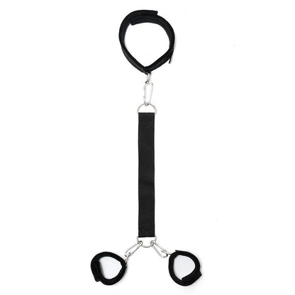BONDAGE PLAY - SOFT COLLAR TO HANDCUFFS WITH LEASH ADJUSTABLE