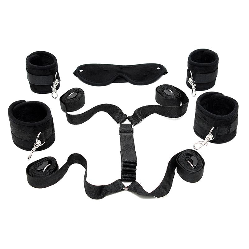 BONDAGE PLAY - UNDER THE MATTRESS RESTRAINT SET BLACK