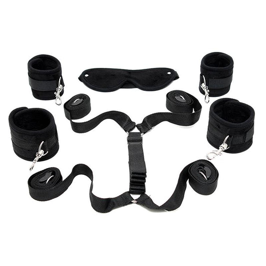 BONDAGE PLAY - UNDER THE MATTRESS RESTRAINT SET BLACK