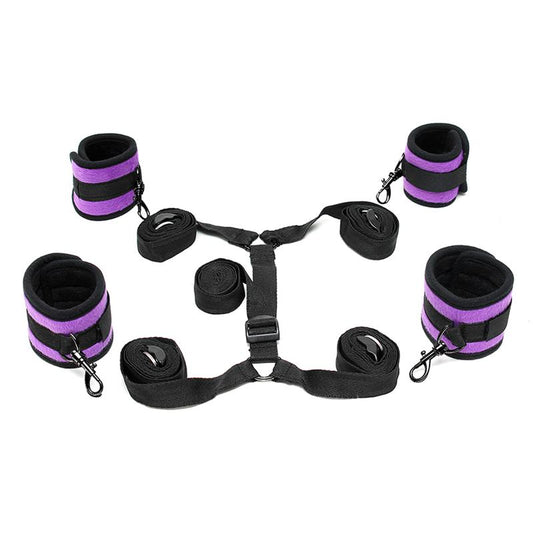 BONDAGE PLAY - UNDER THE MATTRESS RESTRAINT SET PURPLE