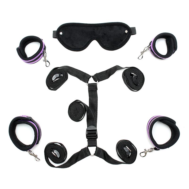 BONDAGE PLAY - UNDER THE MATTRESS RESTRAINT SET PURPLE