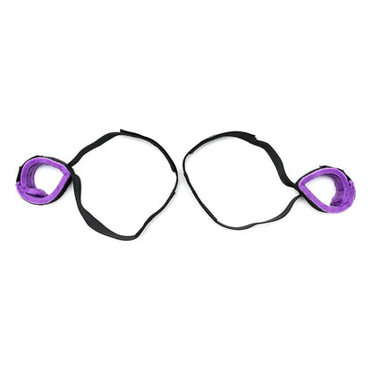 BONDAGE PLAY - WRIST TO UPPER LEG CUFF SET ADJUSTABLE PURPLE