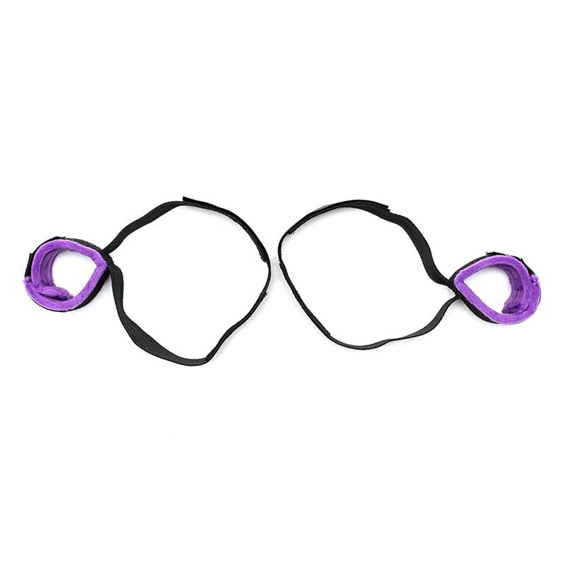 BONDAGE PLAY - WRIST TO UPPER LEG CUFF SET ADJUSTABLE PURPLE