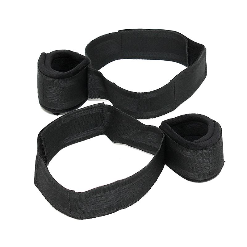 BONDAGE PLAY - WRIST TO UPPER LEG CUFF SET ADJUSTABLE
