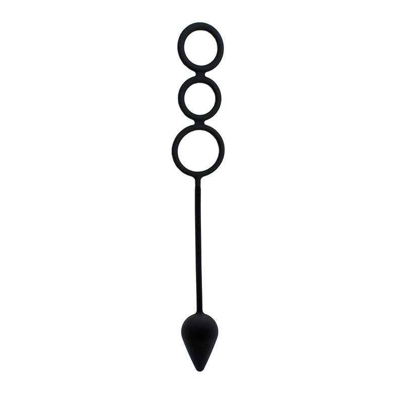 LATEX PLAY - ANAL PLUG WITH PENIS RINGS SILICONE