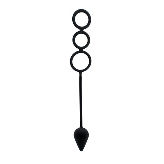 LATEX PLAY - ANAL PLUG WITH PENIS RINGS SILICONE