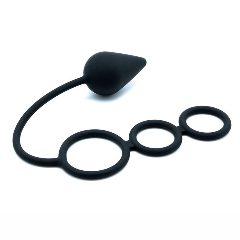 LATEX PLAY - ANAL PLUG WITH PENIS RINGS SILICONE