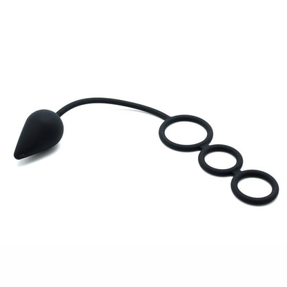 LATEX PLAY - ANAL PLUG WITH PENIS RINGS SILICONE