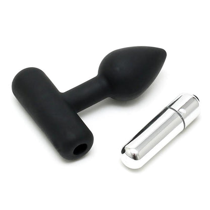 LATEX PLAY - BUTT PLUG WITH VIBRATING BULLET BLACK