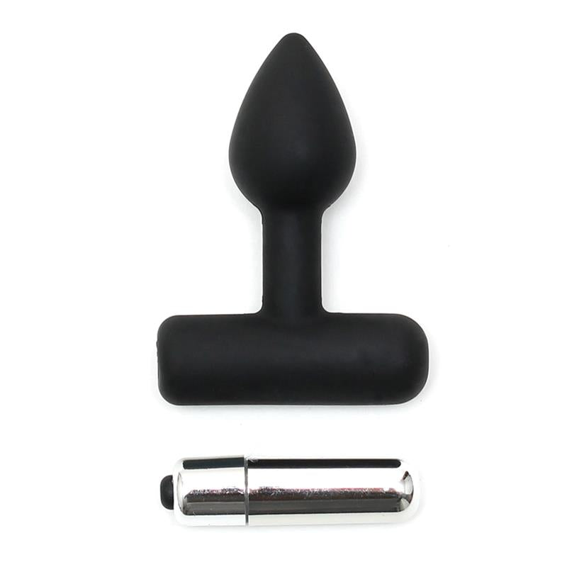LATEX PLAY - BUTT PLUG WITH VIBRATING BULLET BLACK