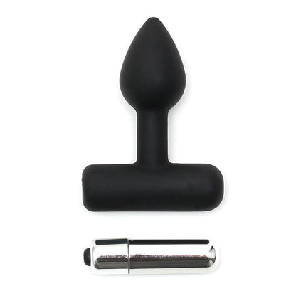 LATEX PLAY - BUTT PLUG WITH VIBRATING BULLET BLACK