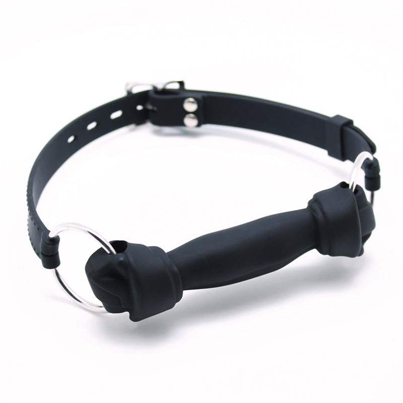 LATEX PLAY - MOUTHGAG WITH DOG BONE SILICONE