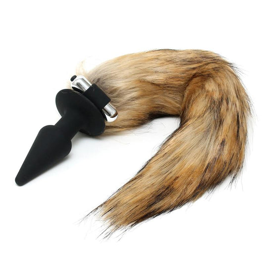 LATEX PLAY - VIBRATING PLUG WITH FOX TAIL