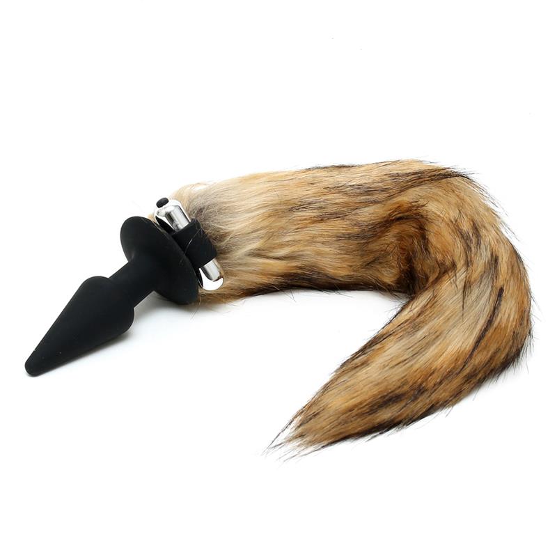 LATEX PLAY - VIBRATING PLUG WITH FOX TAIL