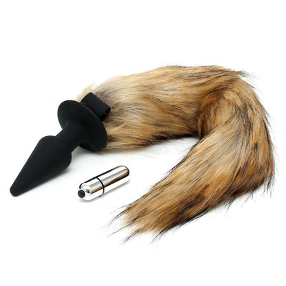 LATEX PLAY - VIBRATING PLUG WITH FOX TAIL