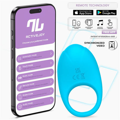 INTOYOU APP SERIES - RINGO VIBRATING RING WITH APP UNIBODY BLUE
