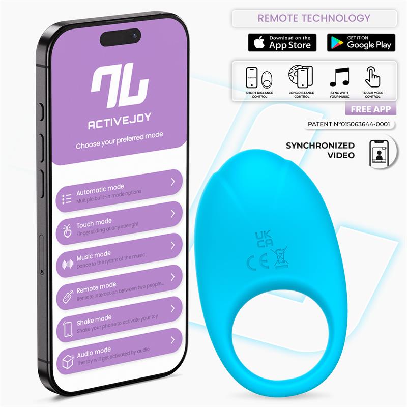 INTOYOU APP SERIES - ANNEAU VIBRANT RINGO AVEC APPLICATION UNIBODY BLEU