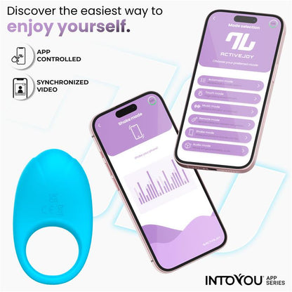 INTOYOU APP SERIES - ANNEAU VIBRANT RINGO AVEC APPLICATION UNIBODY BLEU