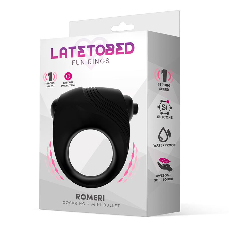 LATETOBED - ROMERI RING + VIBRATING BULLET SILICONE BLACK