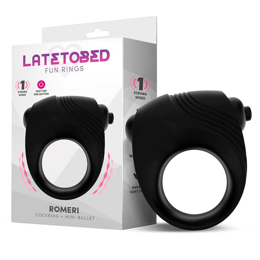 LATETOBED - ROMERI RING + VIBRATING BULLET SILICONE BLACK