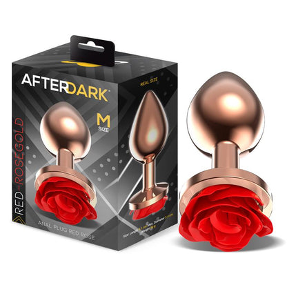 AFTERDARK - ROSE GOLD ANAL PLUG WITH RED ROSE BASE SIZE M