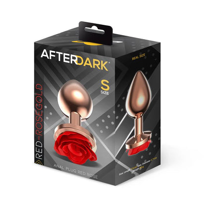 AFTERDARK - ROSE GOLD ANAL PLUG WITH RED ROSE BASE SIZE S