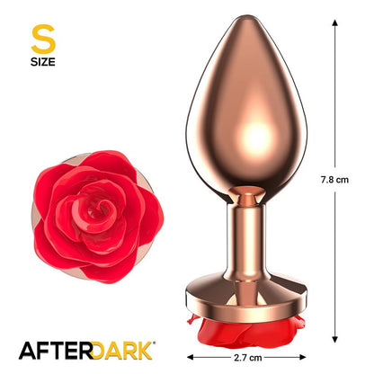 AFTERDARK - ROSE GOLD ANAL PLUG WITH RED ROSE BASE SIZE S
