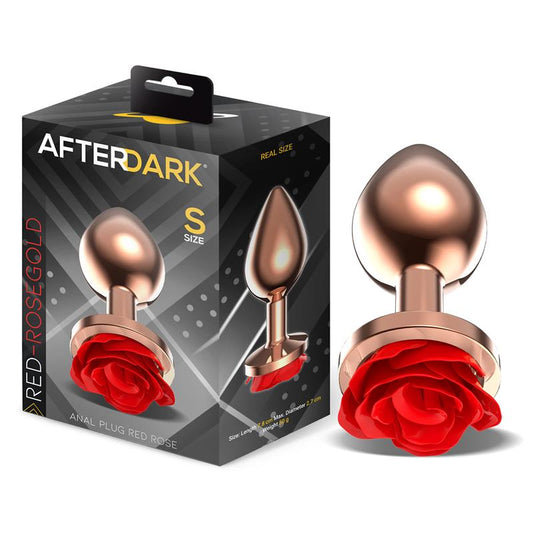 AFTERDARK - ROSE GOLD ANAL PLUG WITH RED ROSE BASE SIZE S