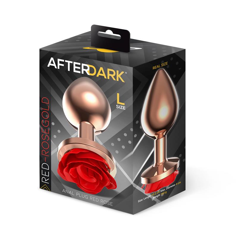 AFTERDARK - ROSE GOLD ANAL PLUGH WITH RED ROSE BASE SIZE L