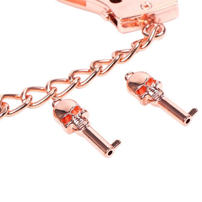 LATETOBED BDSM LINE - ROSE GOLD COLOR CUFFS SKULL KEYS