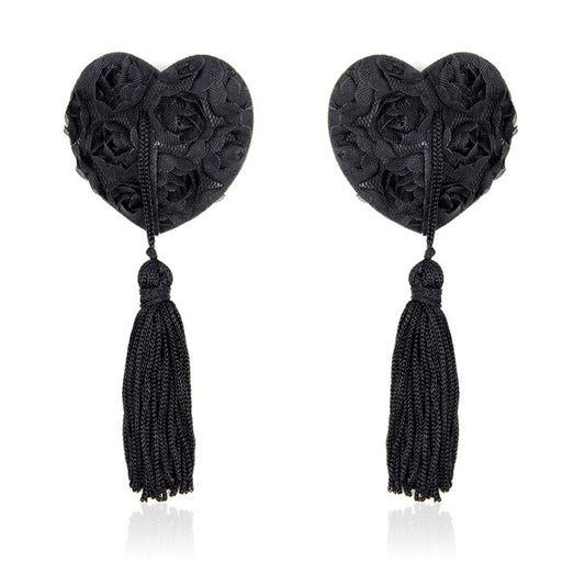 LATETOBED BDSM LINE - ROSE HEART NIPPLE COVERS BLACK