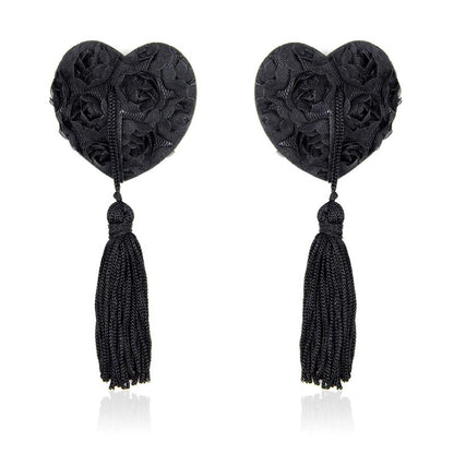 LATETOBED BDSM LINE - ROSE HEART NIPPLE COVERS BLACK