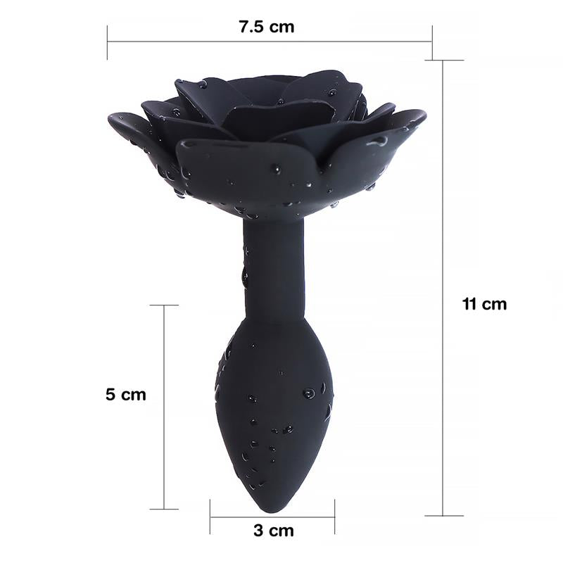 A-GUSTO - ROSE SILICONE BUTT PLUG BLACK